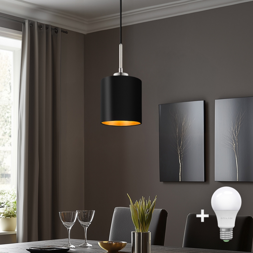 Eglo - LED Chandelier on a string TUNJA 1xE27/60W/230V black