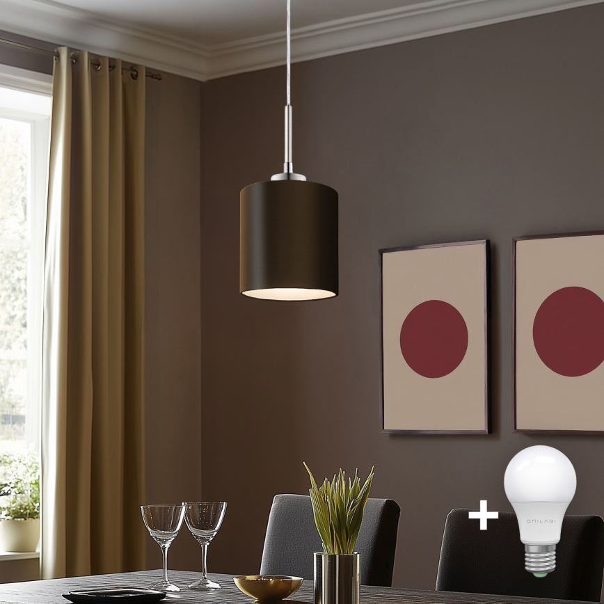 Eglo - LED Chandelier on a string TUNJA 1xE27/60W/230V brown