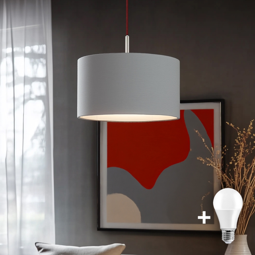 Eglo - LED Chandelier on a string TUNJA 1xE27/60W/230V grey