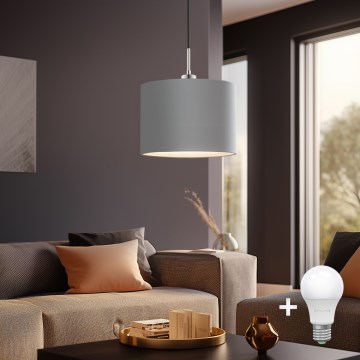 Eglo - LED Chandelier on a string TUNJA 1xE27/60W/230V grey