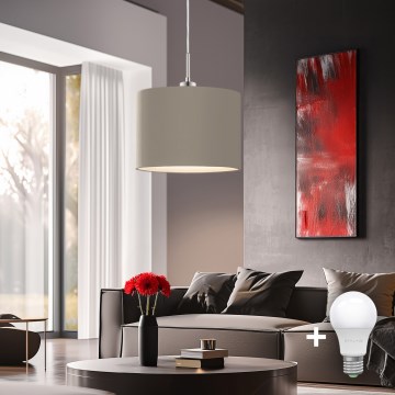 Eglo - LED Chandelier on a string TUNJA 1xE27/60W/230V taupe