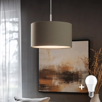 Eglo - LED Chandelier on a string TUNJA 1xE27/60W/230V taupe