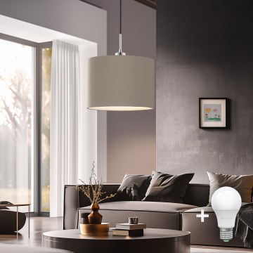 Eglo - LED Chandelier on a string TUNJA 1xE27/60W/230V taupe
