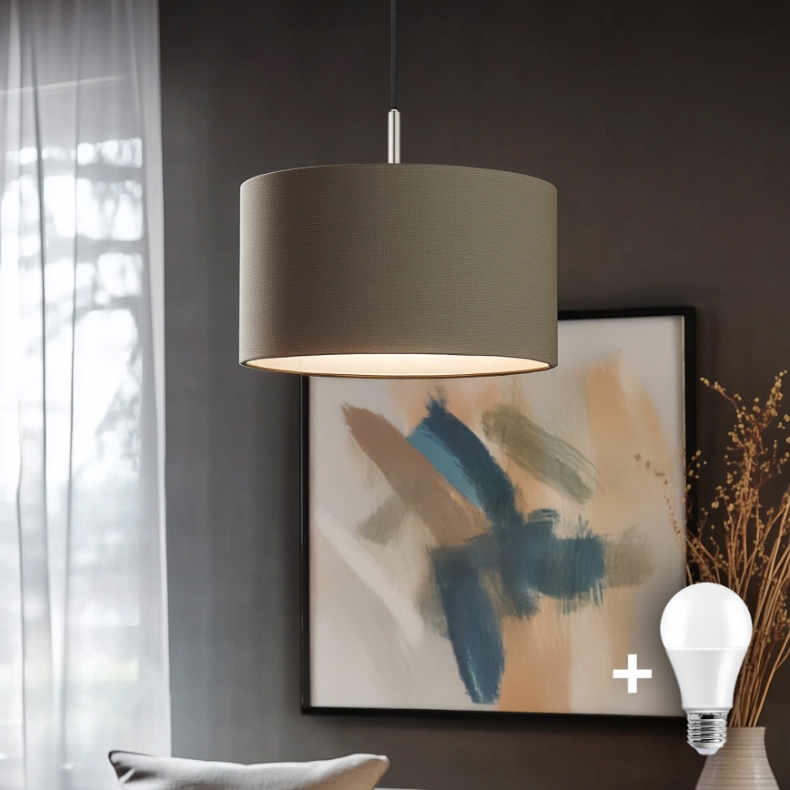 Eglo - LED Chandelier on a string TUNJA 1xE27/60W/230V taupe