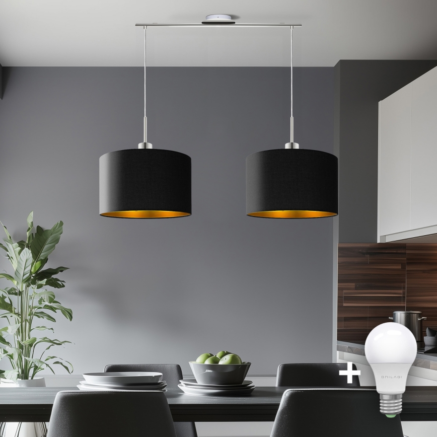 Eglo - LED Chandelier on a string TUNJA 2xE27/60W/230V black