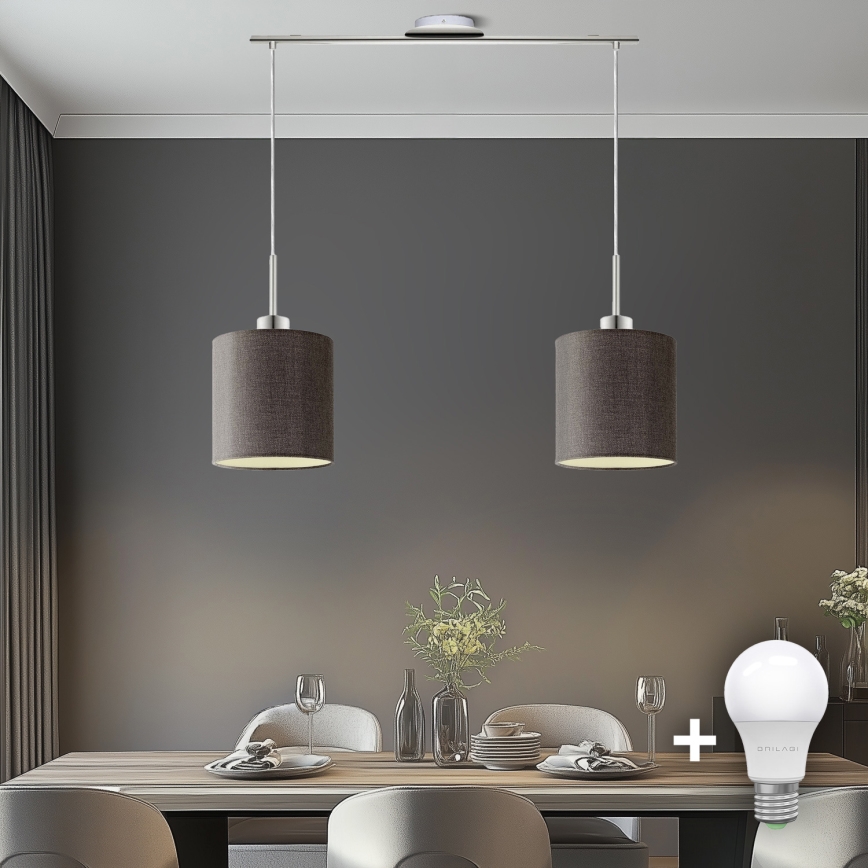 Eglo - LED Chandelier on a string TUNJA 2xE27/60W/230V brown