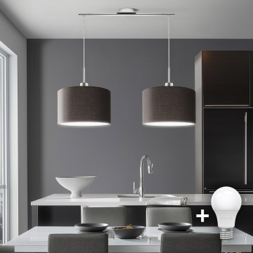 Eglo - LED Chandelier on a string TUNJA 2xE27/60W/230V brown