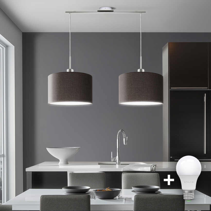 Eglo - LED Chandelier on a string TUNJA 2xE27/60W/230V brown