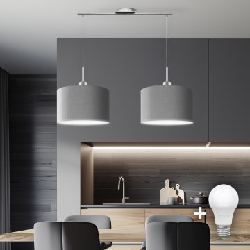 Eglo - LED Chandelier on a string TUNJA 2xE27/60W/230V grey