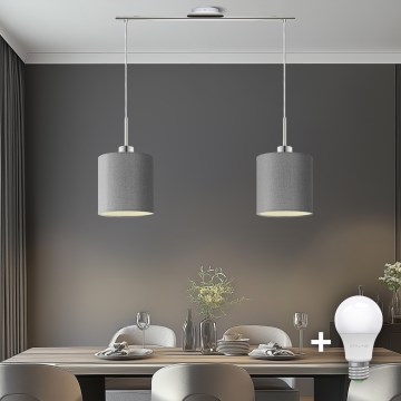 Eglo - LED Chandelier on a string TUNJA 2xE27/60W/230V grey