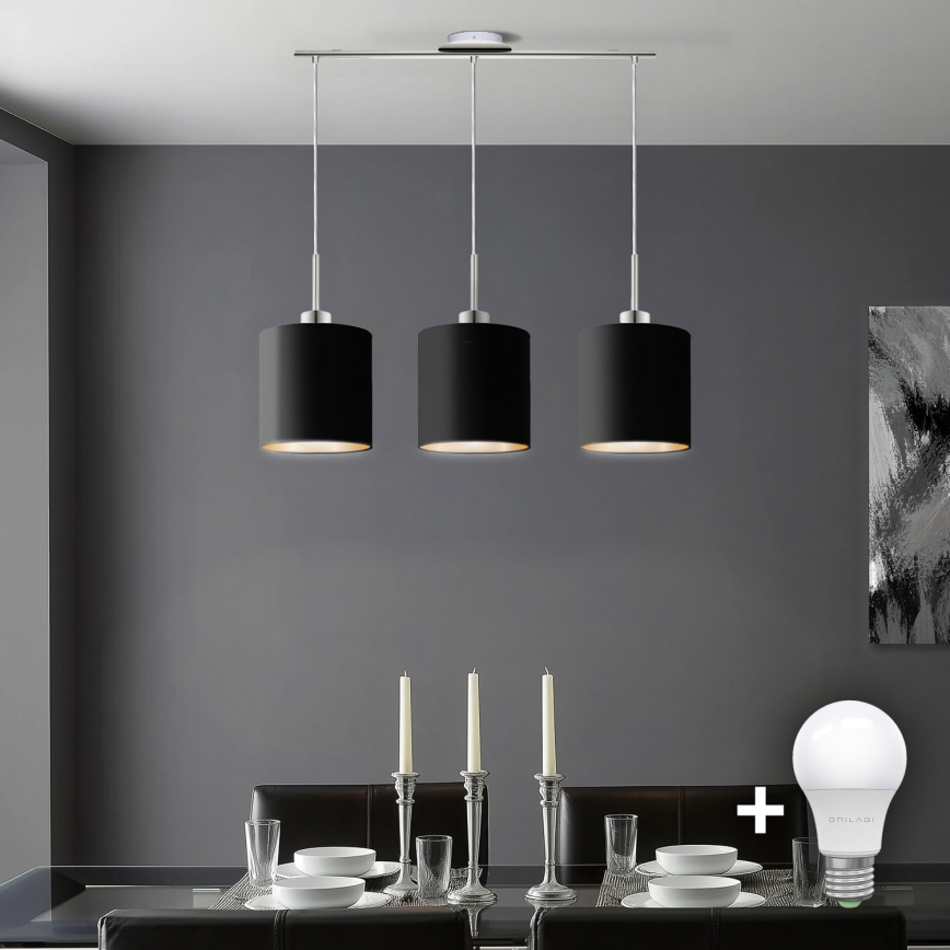 Eglo - LED  Chandelier on a string TUNJA 3xE27/60W/230V black