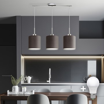 Eglo - LED  Chandelier on a string TUNJA 3xE27/60W/230V brown
