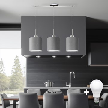 Eglo - LED Chandelier on a string TUNJA 3xE27/60W/230V grey