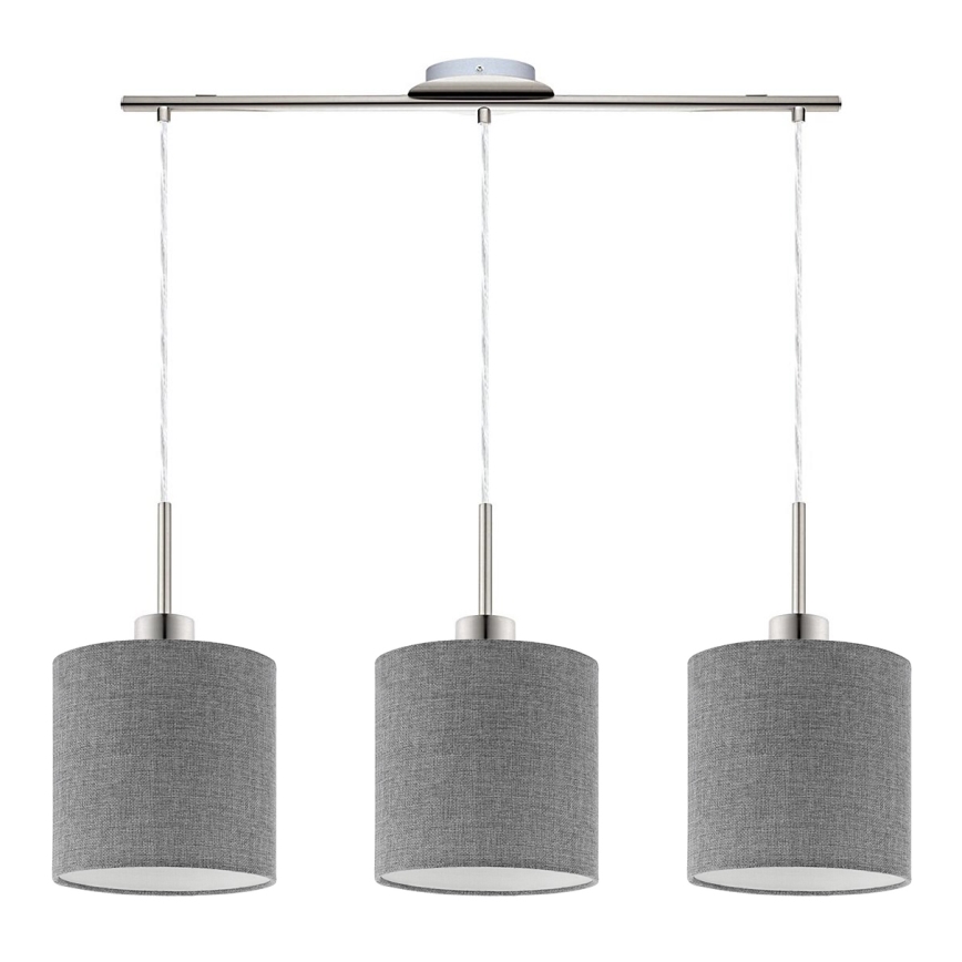 Eglo - LED Chandelier on a string TUNJA 3xE27/60W/230V grey