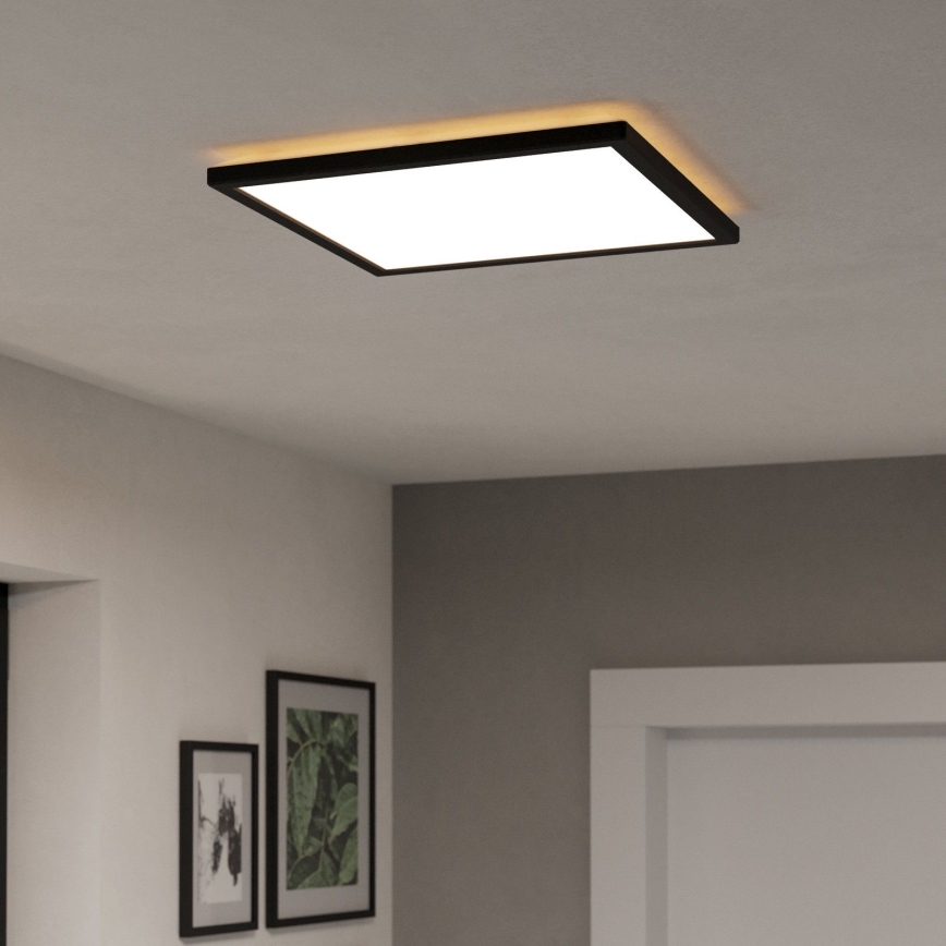 Eglo - LED Dimmable bathroom ceiling light LED/17,6W/230V 2700-6500K 39x39 cm IP44 black + remote control