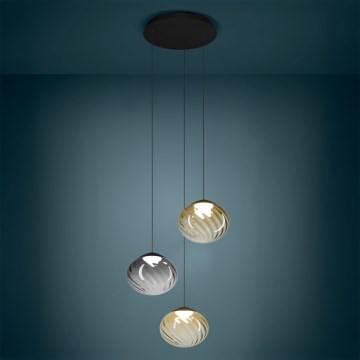 Eglo - LED Dimmable cable pendant light 3xLED/5,8W/230V 2200-6500K black/beige/smoked + remote control