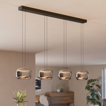 Eglo - LED Dimmable Cable Pendant Light 4xLED/5.8W/230V Black/Smoked