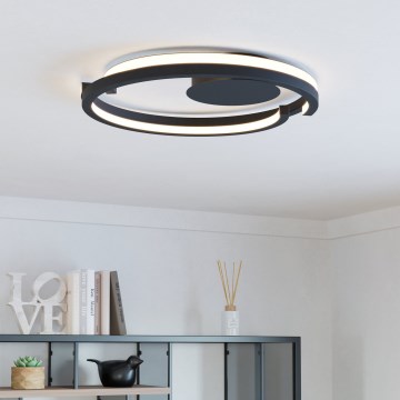 Eglo - LED Dimmable Ceiling Light 2xLED/20W/230V 2700–6500 K Ø48 cm Black + Remote Control
