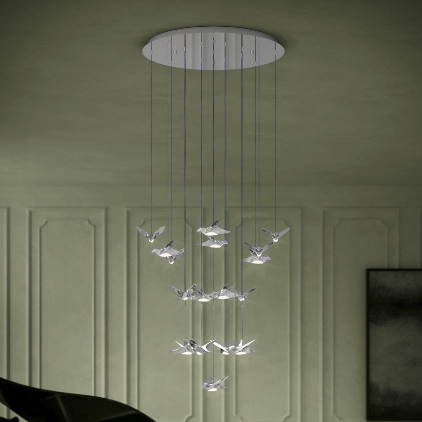 Eglo - LED Dimmable chandelier on a string 17xLED/3W/230V 3000K shiny chrome