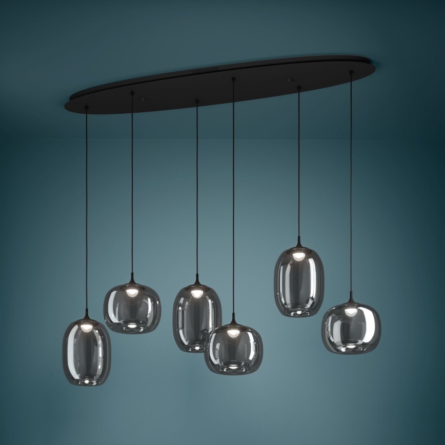 Eglo - LED Dimmable chandelier on a string 6xLED/3,7W/230V 2700-6500K smoky + remote control