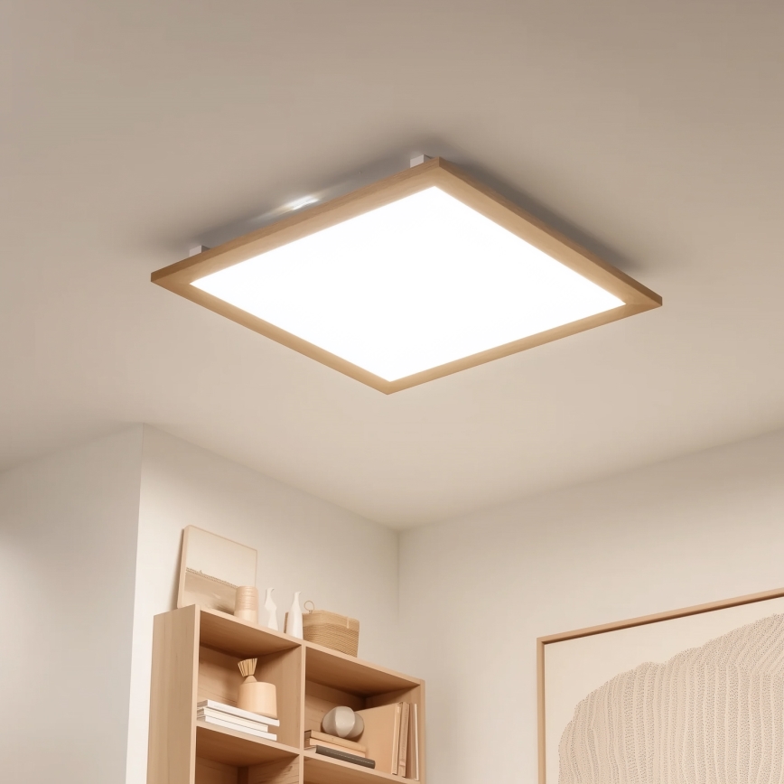 Eglo - LED Dimmable panel SALOBRENA-TW WOOD LED/32,5W/230V 2700-6500K 64x64 cm brown + remote control