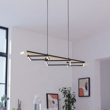 Eglo - LED Dimmable pendant light on cable 2xLED/13W/230V + LED/16W black/beige