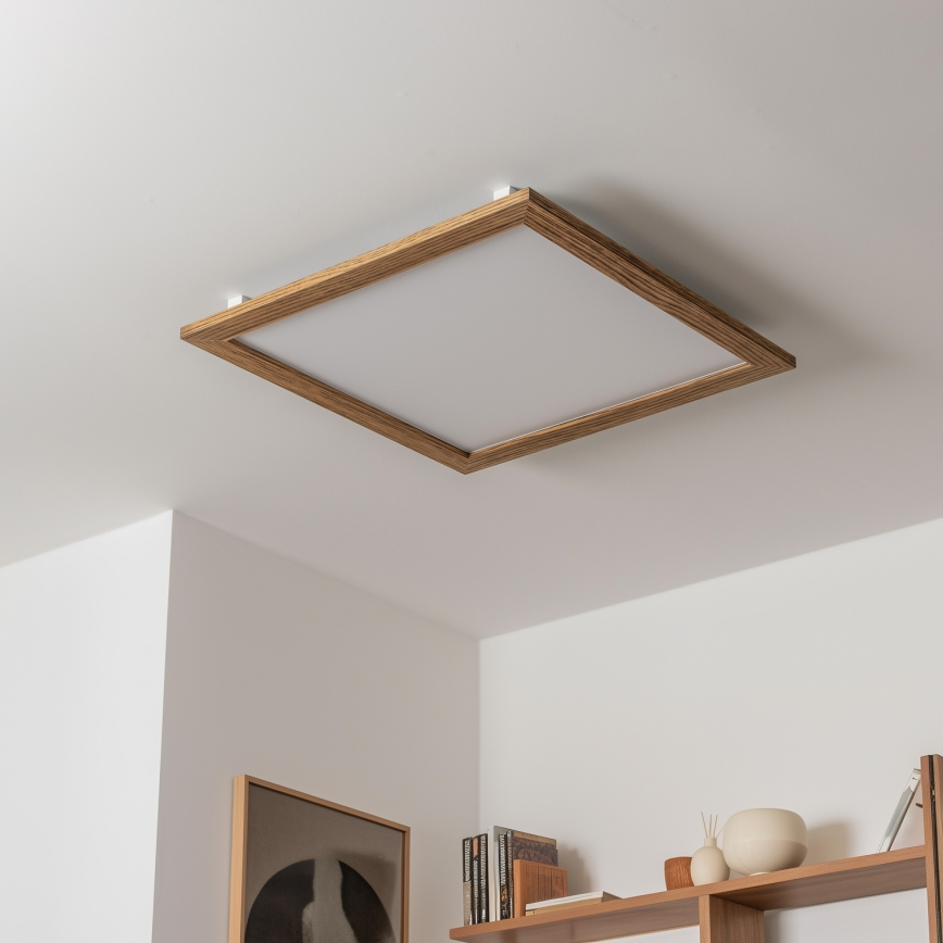Eglo - LED Dimmable surface-mounted panel SALOBRENA-CL WOOD LED/31W/230V 2700-6500K 64x64 cm brown