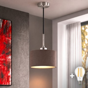 Eglo - LED pendant lamp on cable TUNJA 1xE27/60W/230V Ø 20 cm brown/black