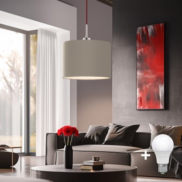 Eglo - LED Pendant Light on Cable TUNJA 1xE27/60W/230V taupe