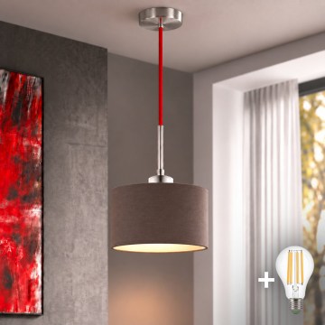 Eglo - LED pendant light on cable TUNJA 1xE27/60W/230V Ø 20 cm brown/red