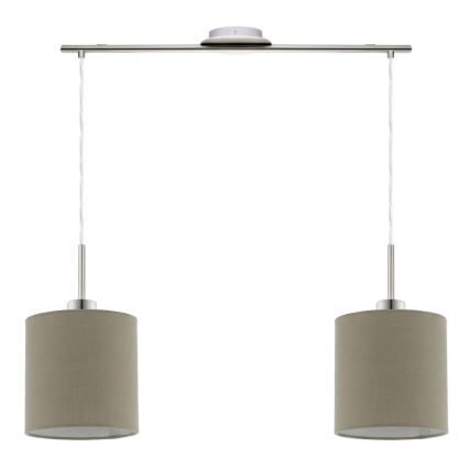 Eglo - LED Pendant Light on Cable TUNJA 2xE27/60W/230V taupe
