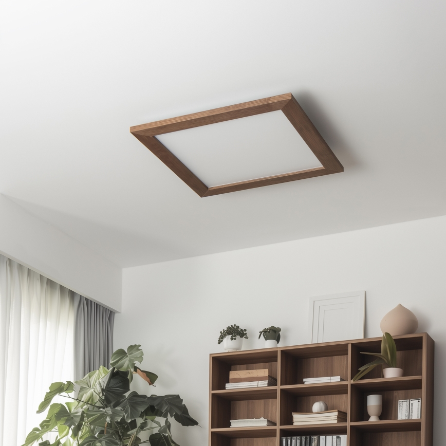Eglo - LED RGB Dimmable surface-mounted panel SALOBRENA-C WOOD LED/24W/230V 2700-6500K 49,5x49,5 cm dark brown + remote control