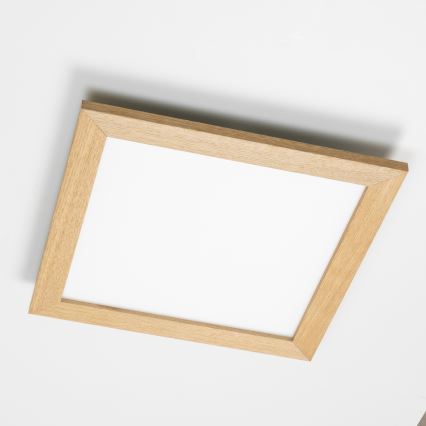 Eglo - SALOBRENA-C WOOD LED RGB Dimmable Surface-Mounted Panel LED/40W/230V 2700-6500K 49,5x49,5 cm Brown + Remote Control