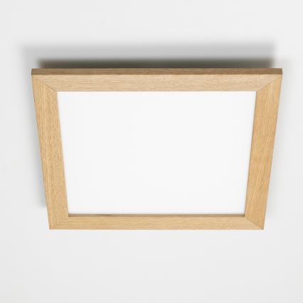 Eglo - SALOBRENA-C WOOD LED RGB Dimmable Surface-Mounted Panel LED/40W/230V 2700-6500K 49,5x49,5 cm Brown + Remote Control