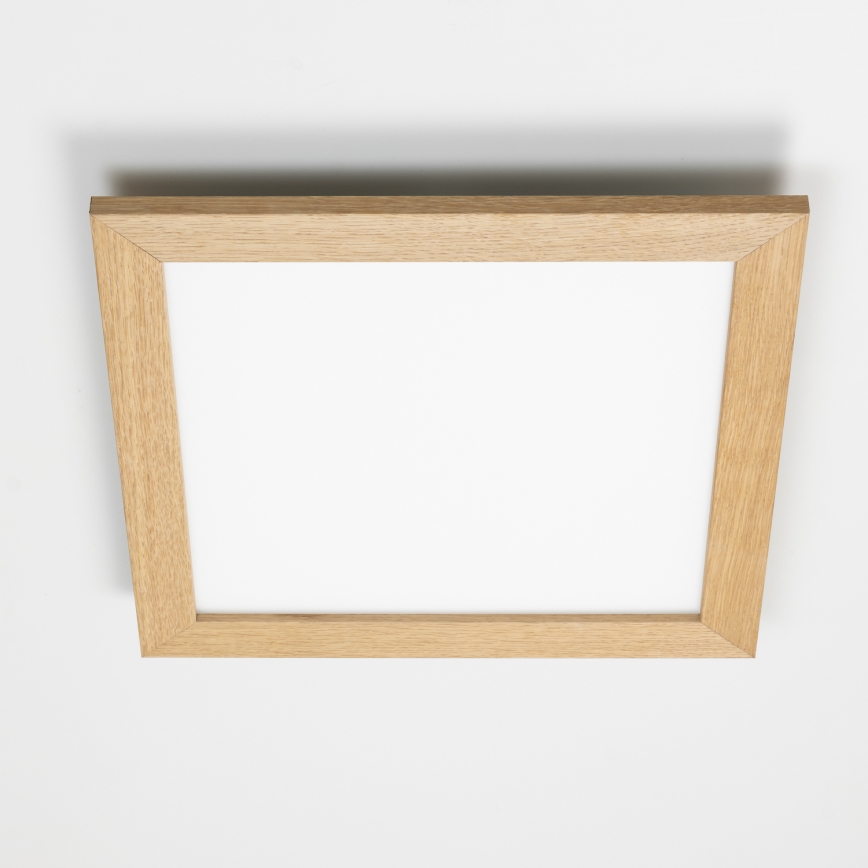 Eglo - SALOBRENA-C WOOD LED RGB Dimmable Surface-Mounted Panel LED/40W/230V 2700-6500K 49,5x49,5 cm Brown + Remote Control