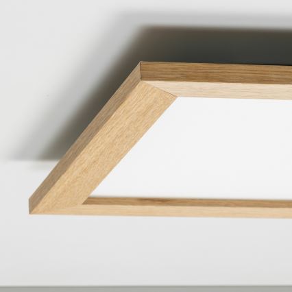 Eglo - SALOBRENA-C WOOD LED RGB Dimmable Surface-Mounted Panel LED/40W/230V 2700-6500K 49,5x49,5 cm Brown + Remote Control