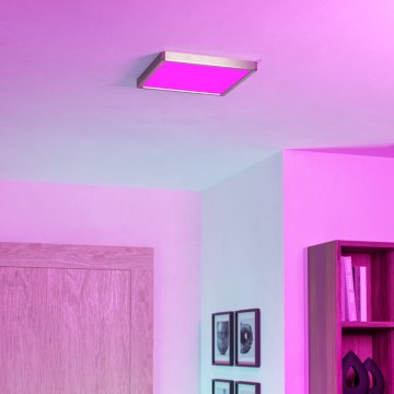 Eglo - LED RGBW Dimmable Bathroom Ceiling Light LED/13,5W/230V 2700-6500K 29,5x29,5 cm IP44 Matte Chrome