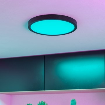 Eglo - LED RGBW Dimmable Bathroom Ceiling Light LED/14.3W/230V 2700–6500K Ø 27.8 cm IP44 Black