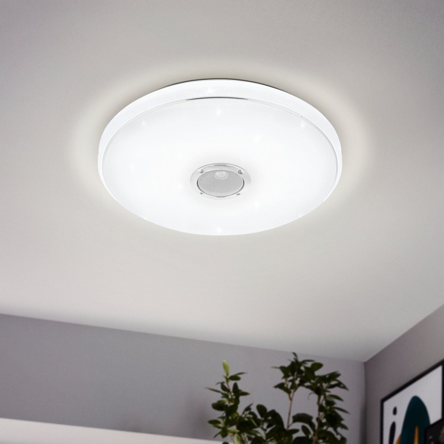 Eglo - LED RGBW Dimmable bathroom ceiling light with a speaker LED/19W/230V 3000-6500K IP44 d. 39 cm white + remote control