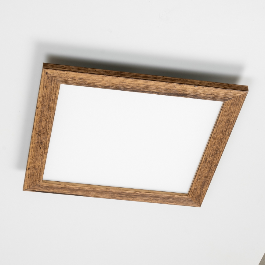 Eglo - LED RGBW Dimmable surface-mounted panel SALOBRENA-C WOOD LED/21W/230V 2700-6500K 49,5x49,5 cm brown + remote control