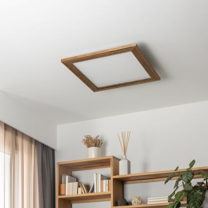 Eglo - LED RGBW Dimmable surface-mounted panel SALOBRENA-C WOOD LED/21W/230V 2700-6500K 49,5x49,5 cm brown + remote control