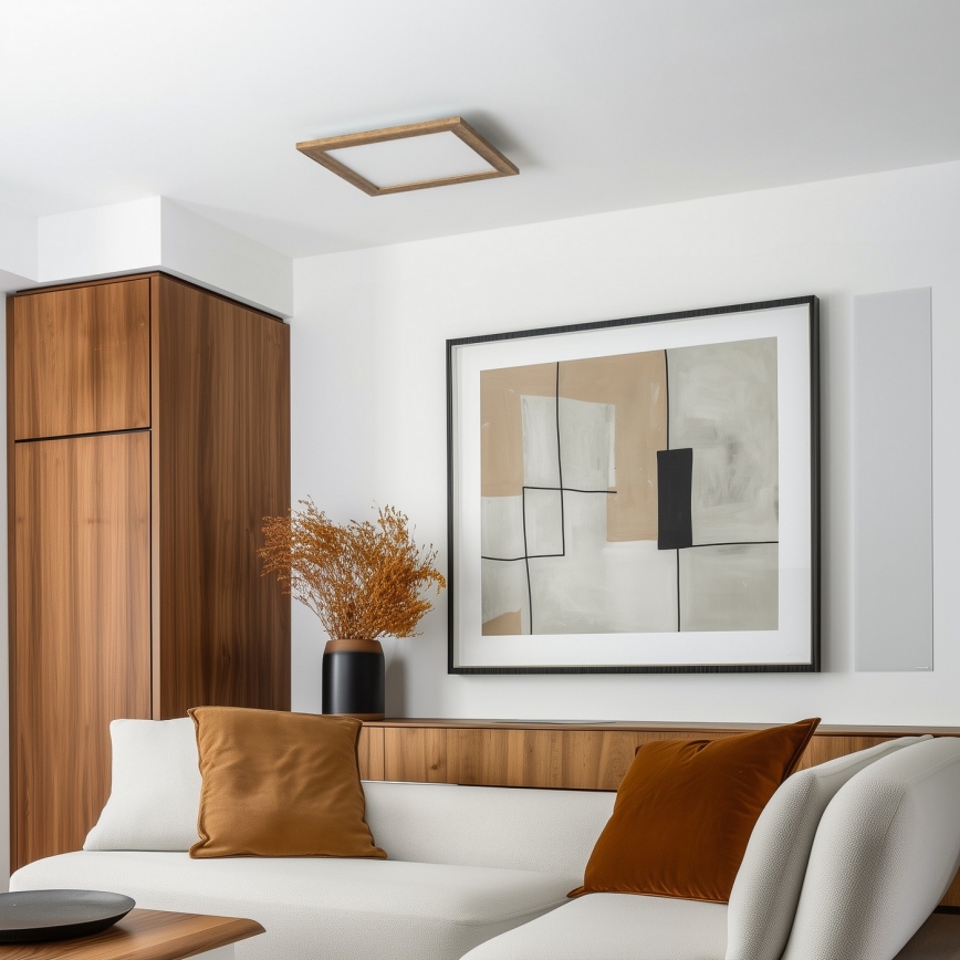 Eglo - LED RGBW Dimmable surface-mounted panel SALOBRENA-C WOOD LED/21W/230V 2700-6500K 49,5x49,5 cm brown + remote control