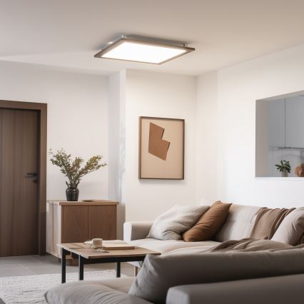 Eglo - LED RGBW Dimmable surface-mounted panel SALOBRENA-C WOOD LED/30,5W/230V 2700-6500K 64x64 cm dark brown + remote control