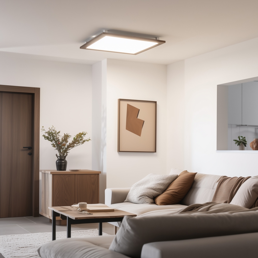 Eglo - LED RGBW Dimmable surface-mounted panel SALOBRENA-C WOOD LED/30,5W/230V 2700-6500K 64x64 cm dark brown + remote control
