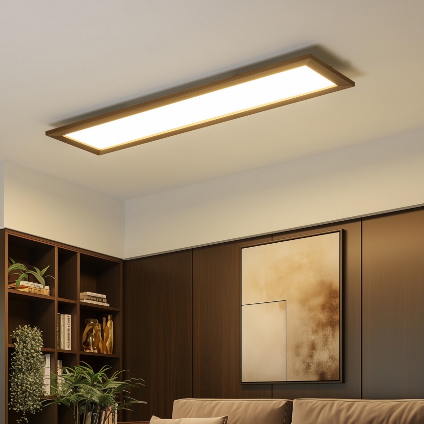 Eglo - LED RGBW Dimmable panel SALOBRENA-C WOOD LED/31W/230V 2700-6500K 34x124 cm dark brown + remote control