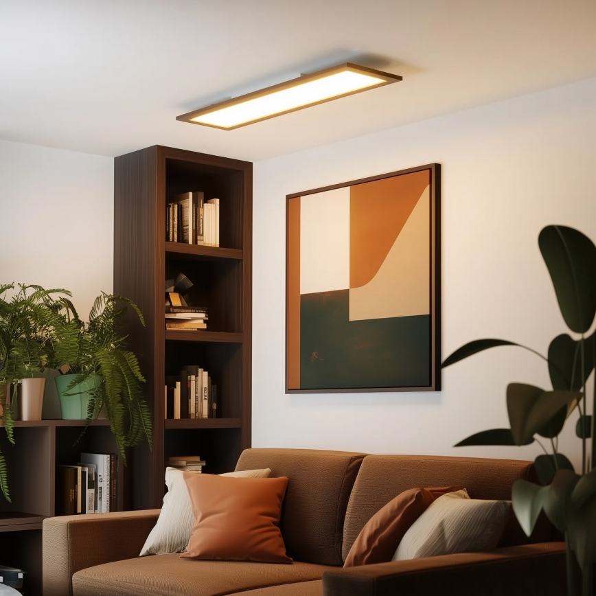 Eglo - LED RGBW Dimmable panel SALOBRENA-C WOOD LED/31W/230V 2700-6500K 34x124 cm dark brown + remote control