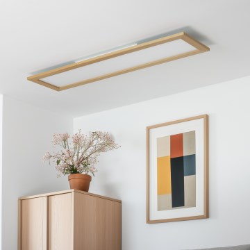 Eglo - LED RGBW Dimmable panel SALOBRENA-C WOOD LED/31W/230V 2700-6500K 34x124 cm brown + remote control
