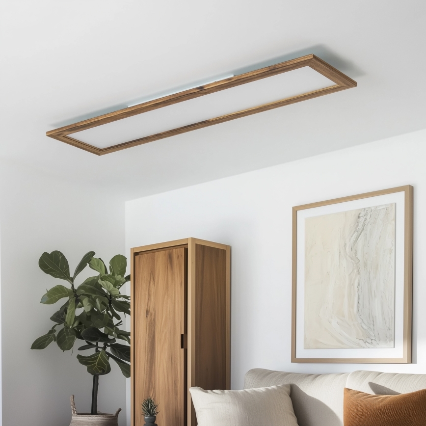 Eglo - LED RGBW Dimmable panel SALOBRENA-C WOOD LED/31W/230V 2700-6500K 34x124 cm brown + remote control