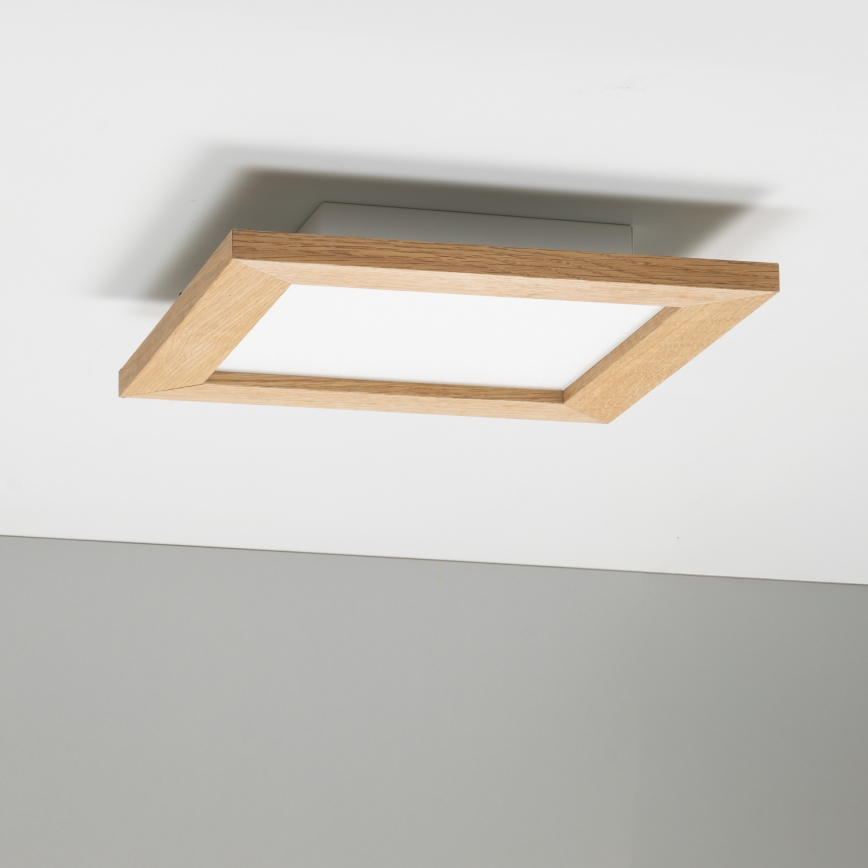 Eglo - LED RGBW Dimmable surface-mounted panel SALOBRENA-C WOOD LED/16W/230V 2700-6500K 34x34 cm brown + remote control