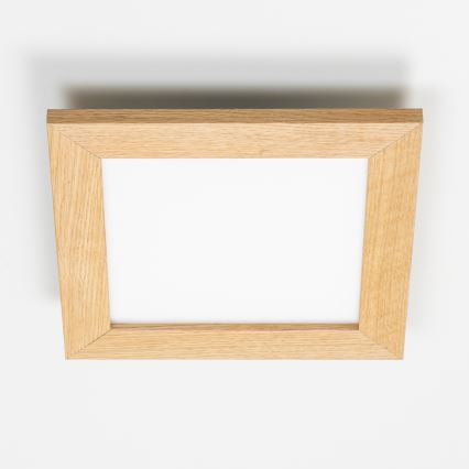 Eglo - LED RGBW Dimmable surface-mounted panel SALOBRENA-C WOOD LED/16W/230V 2700-6500K 34x34 cm brown + remote control